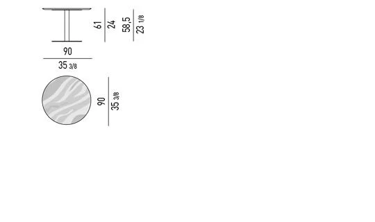 Bàn ăn tròn chân ống kim loại mặt đá cẩm thạch - Bardiglio Marble Mặt