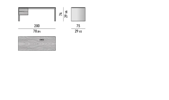 Bàn ăn kiêm bàn làm việc khung cầu veneer palisander - Bàn làm việc 200x75 cm
