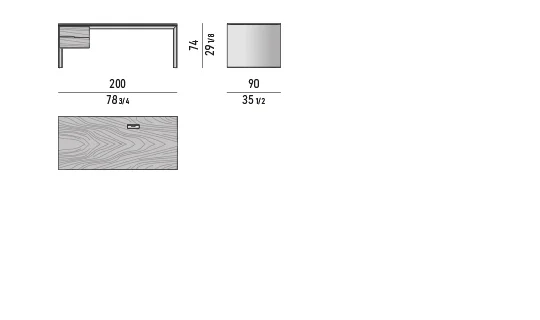Bàn ăn kiêm bàn làm việc khung cầu veneer palisander - Bàn làm việc 200x90 cm