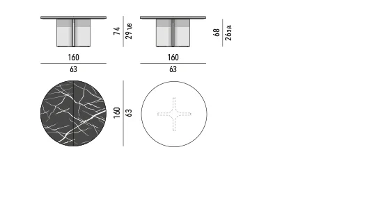 Bàn ăn chân điêu khắc kim loại mặt đá cẩm thạch - Bianconero Marble Mặt