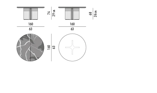 Bàn ăn chân điêu khắc kim loại mặt đá cẩm thạch - Marron Damasco Marble Mặt