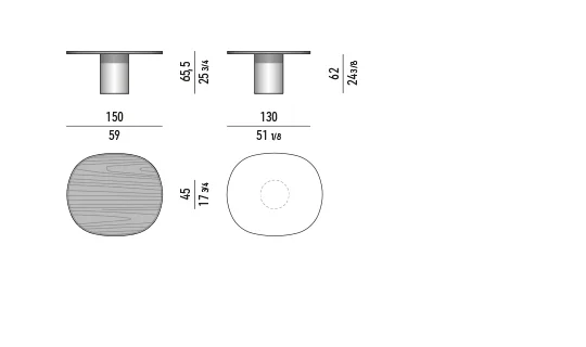 Bàn ăn thư giãn mặt elip chân trụ inox đá cẩm thạch - Wood Mặt