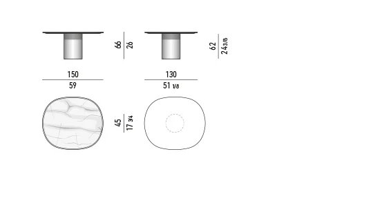 Bàn ăn thư giãn mặt elip chân trụ inox đá cẩm thạch - Marble Mặt