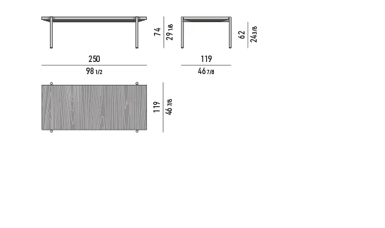 Bàn ăn họp chữ nhật lớn mặt gỗ palisander chân nhôm - Black Ash Mặt