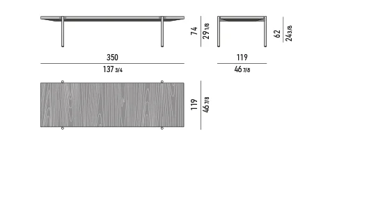 Bàn ăn họp chữ nhật lớn mặt gỗ palisander chân nhôm - 