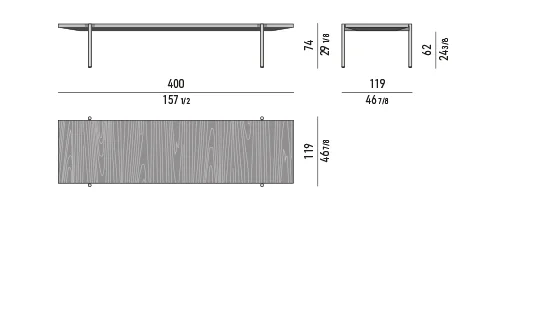 Bàn ăn họp chữ nhật lớn mặt gỗ palisander chân nhôm - 