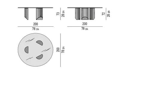 Bàn ăn chân bán nguyệt mặt kính, đá hoặc gỗ - 
