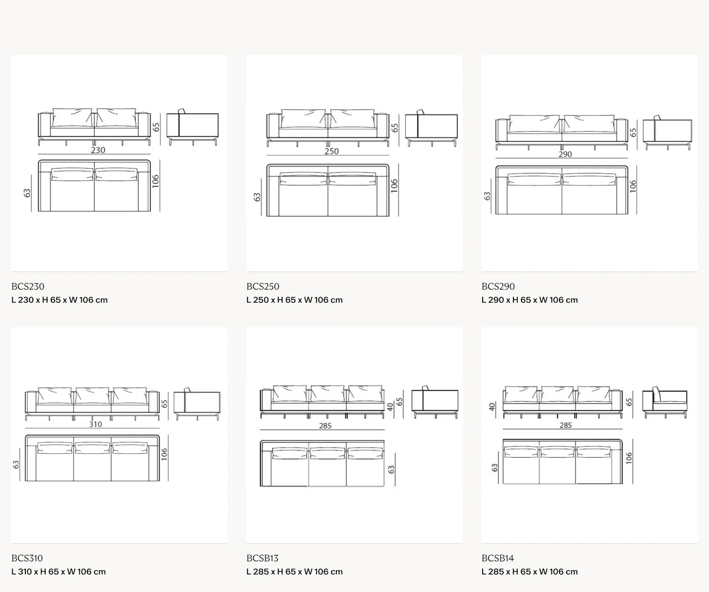 Sofa khung thép satin đệm lông vũ dáng thấp phong cách Ý - Bản vẽ kích thước 1/3