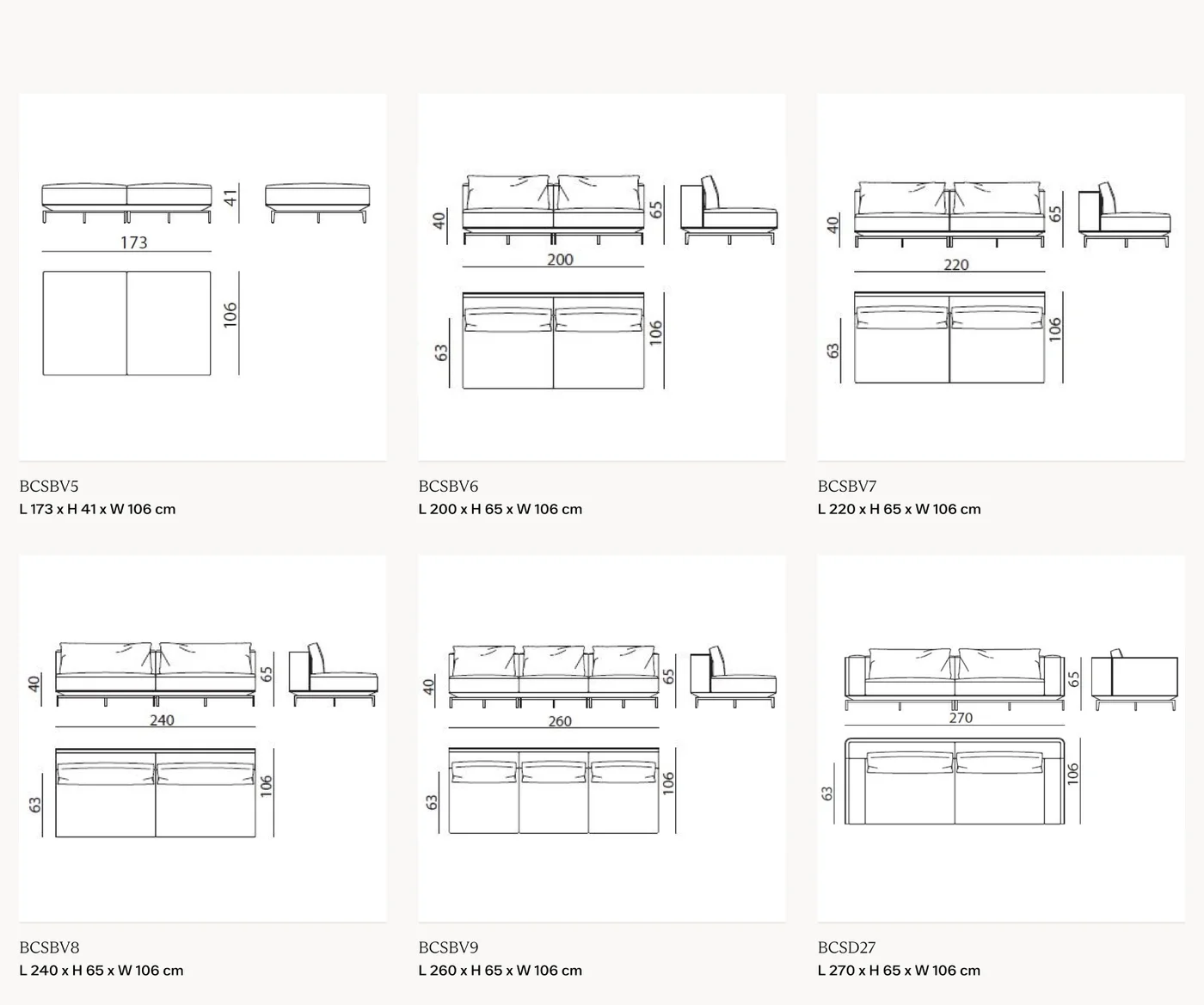 Sofa khung thép satin đệm lông vũ dáng thấp phong cách Ý - Bản vẽ kích thước 3/3