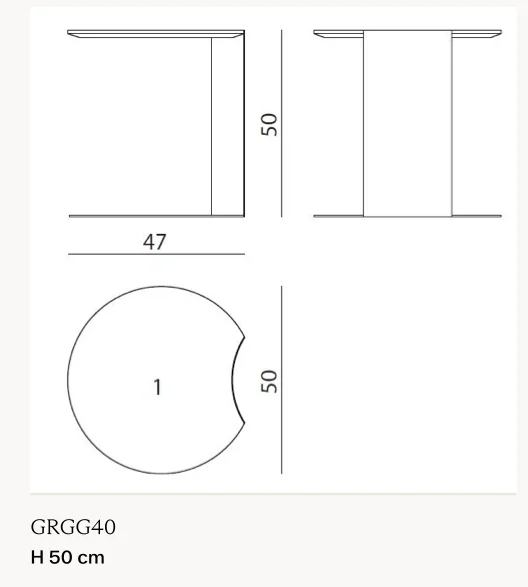 Bàn phụ bộ ba mặt đá vát cạnh chân inox - Bàn phụ mặt 47 x 50 cm, cao 50 cm