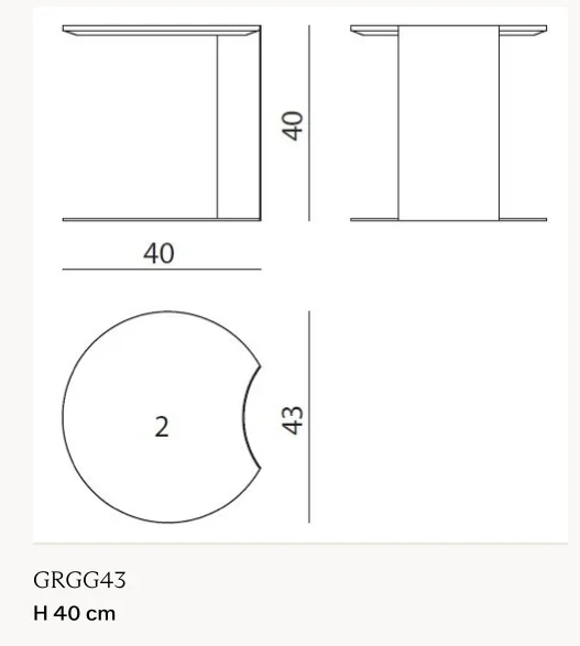 Bàn phụ bộ ba mặt đá vát cạnh chân inox - Bàn phụ mặt 40 x 43 cm, cao 40 cm