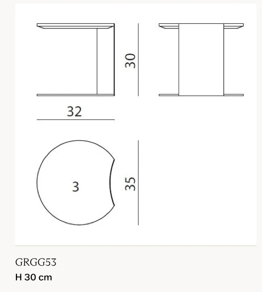 Bàn phụ bộ ba mặt đá vát cạnh chân inox - Bàn phụ mặt 32 x 35 cm, cao 30 cm
