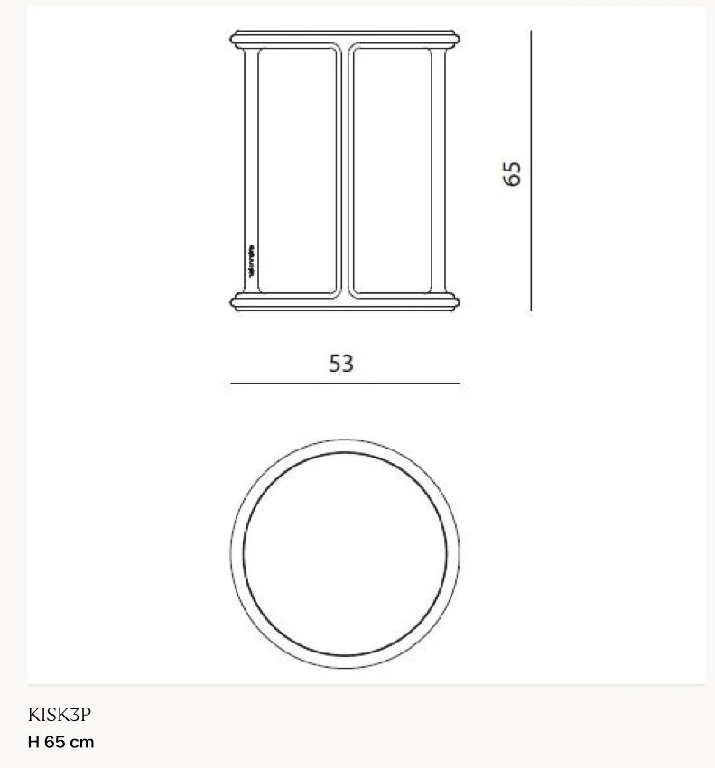 Bàn phụ gỗ óc chó nguyên khối mặt đá - Bàn phụ Ø53 cm, cao 65 cm