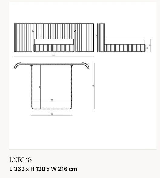 Giường ngủ bọc nệm đầu giường ống đàn organ, đèn LED - Giường nệm 180 x 200 cm cỡ lớn, kích thước tổng 363 x 216 cm, cao 138 cm