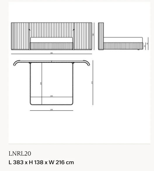 Giường ngủ bọc nệm đầu giường ống đàn organ, đèn LED - Giường nệm 200 x 200 cm cỡ lớn, kích thước tổng 383 x 216 cm, cao 138 cm