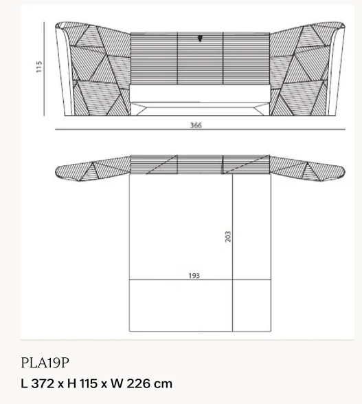 Giường ngủ mô-đun tựa đầu, hai cánh nghiêng vỏ thép xước - Kiểu 1: giường 372 x 226 cm, cao 115 cm