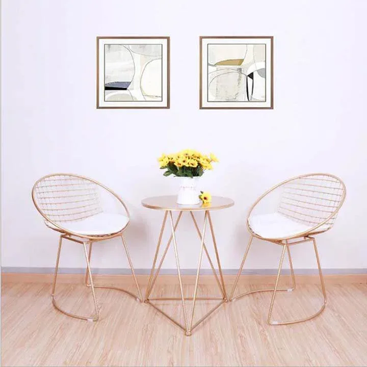 Bàn ghế cho quán cafe bằng sắt mạ vàng sang trọng M8-4611