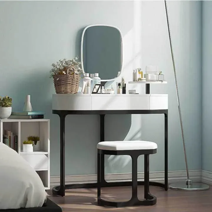 Bàn trang điểm màu trắng gương liền phong cách Bắc Âu M8-4745