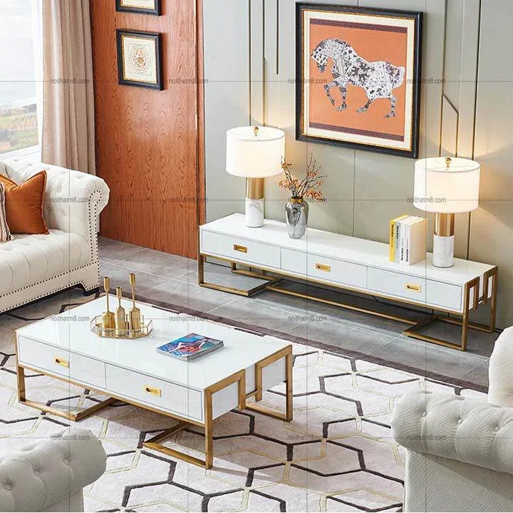 Kệ tivi hiện đại phủ men bóng, đẹp tinh tế M8-2027