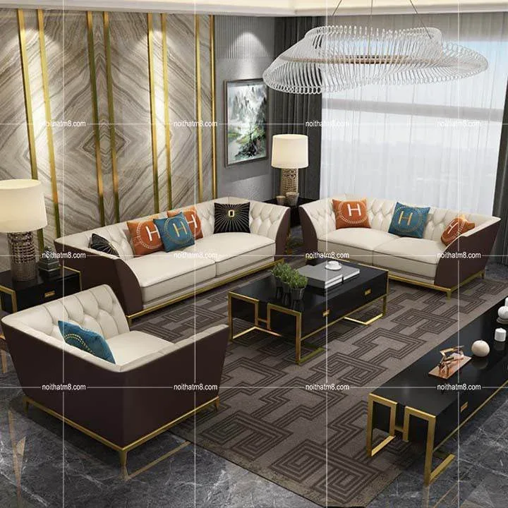 Sofa da phòng khách Downholstery phong cách Bắc Âu M8-3514