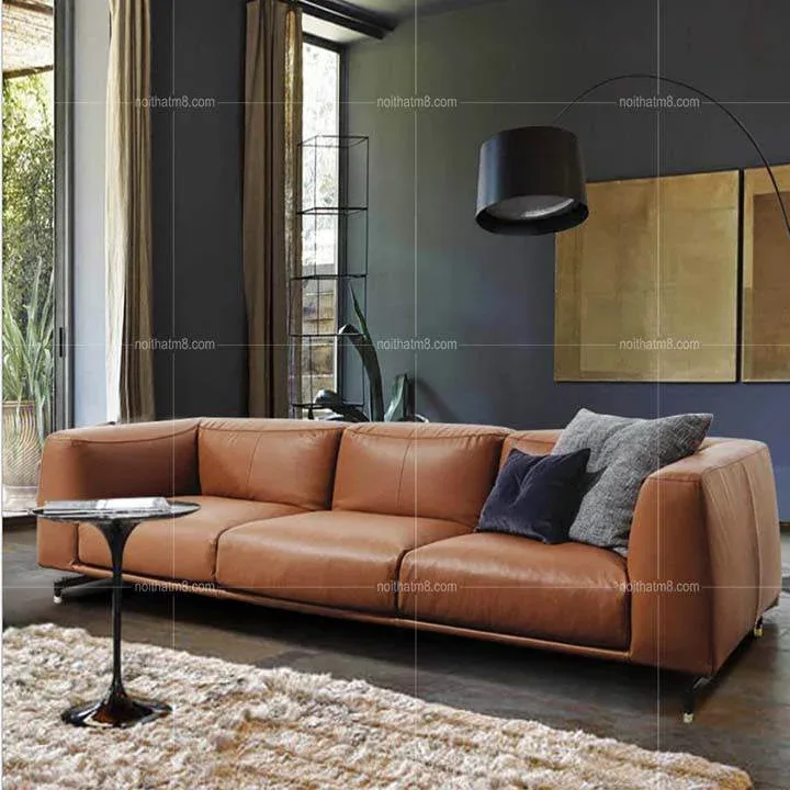 Bộ ghế Sofa da DOLLY màu vàng trang nhã M8-3503