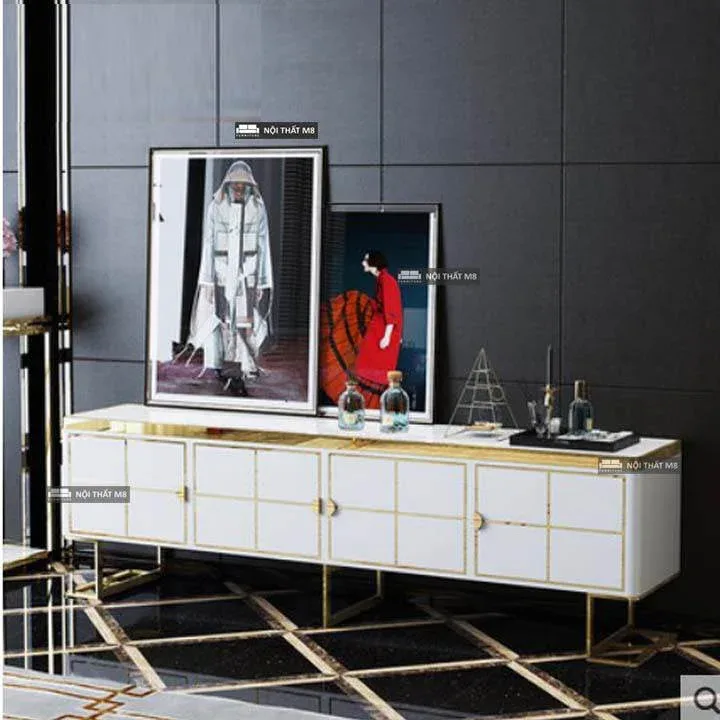 Kệ tivi phòng khách khung mạ vàng cao cấp M8-2063