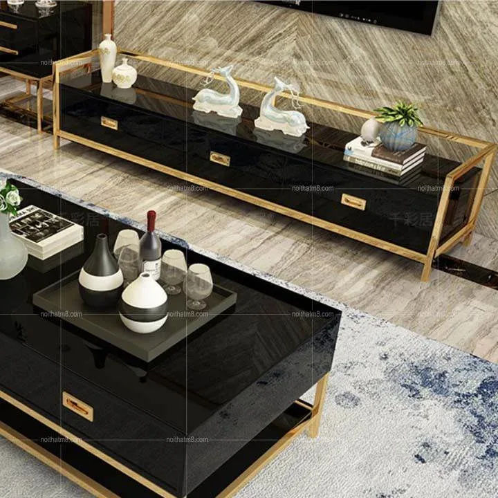 Kệ tivi hiện đại khung mạ vàng cao cấp M8-2072