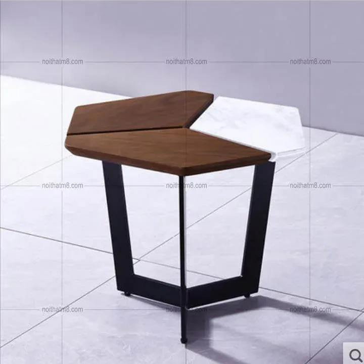 Bàn trà nhỏ nhập khẩu mặt gỗ chân sắt cách điệu M8-9050