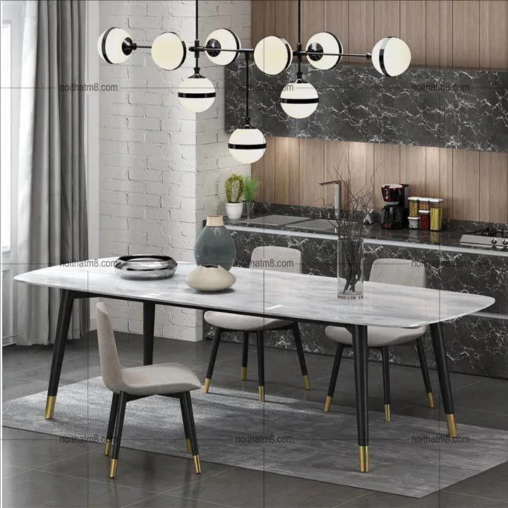Mẫu bàn ăn đẹp hiện đại phong cách Bắc Âu làm bạn đứng ngồi không yên M8-4022