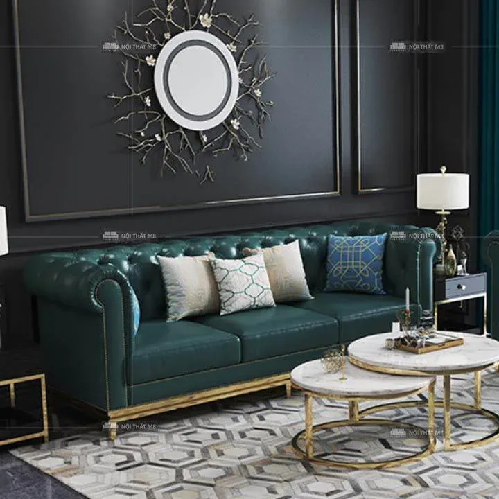 Ghế sofa da cao cấp Vera chân inox mạ sang trọng M8-3527