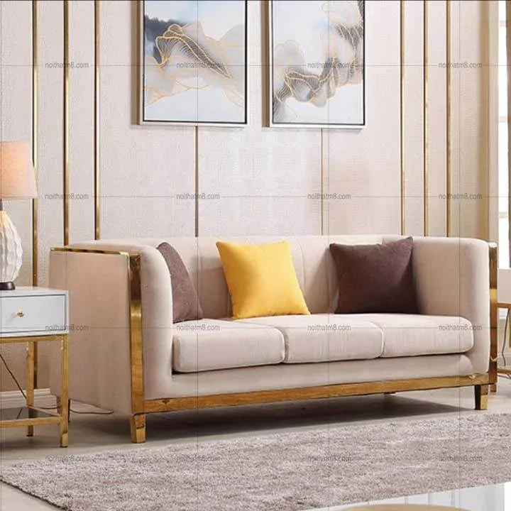 Bộ sofa hiện đại bọc vải kết hợp khung chân inox mạ vàng M8-3520
