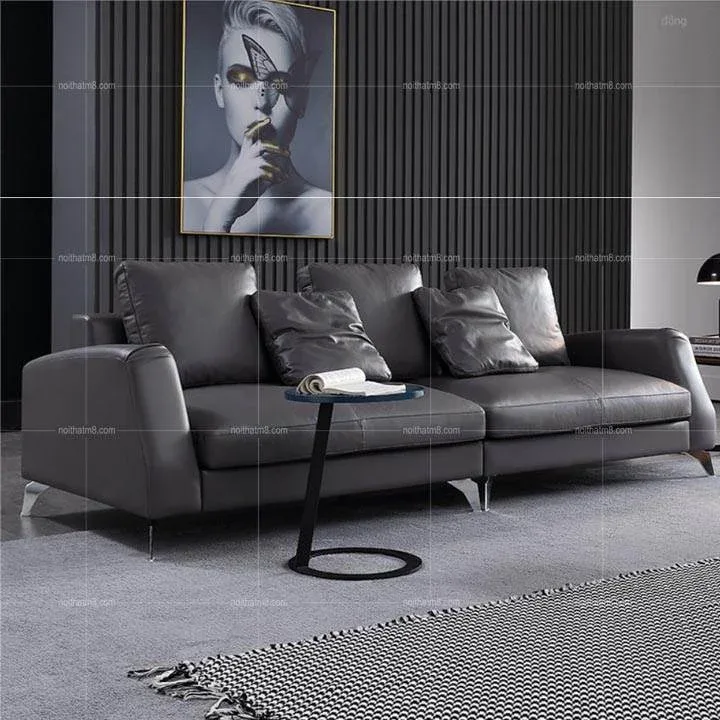 Sofa da cao cấp chân inox bền đẹp và sang trọng M8-3551