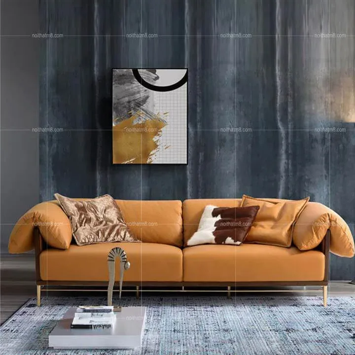 Ghế sofa da bò thiết kế trang nhã hiện đại M8-3524