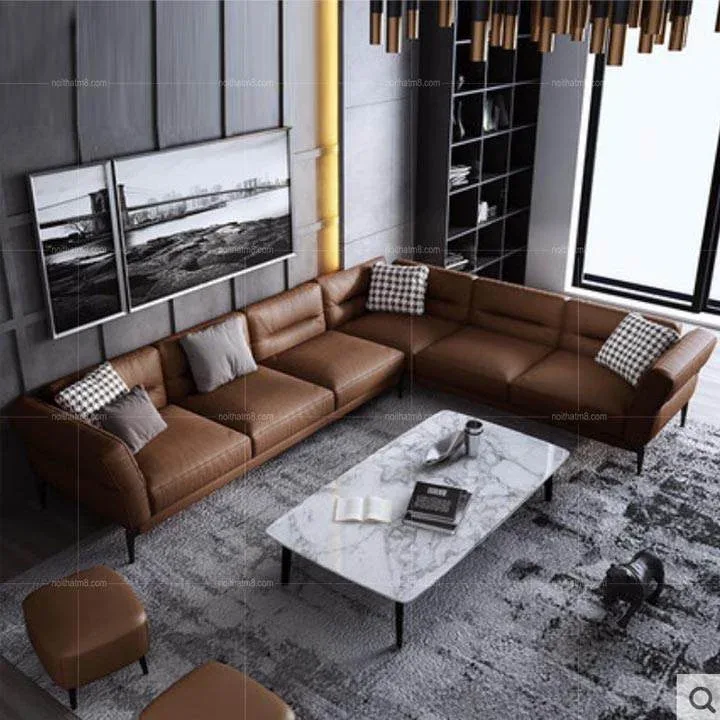 Sofa da cao cấp Malula dáng chữ L hiện đại M8-3533
