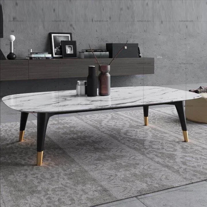 Bàn trà mặt đá chân gỗ đơn giản tiện dụng M8-4276