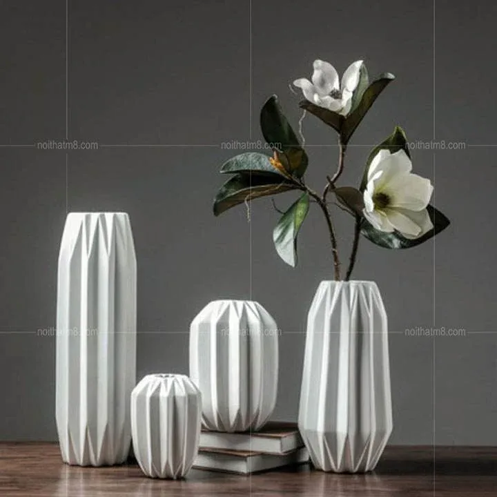 Bộ bình hoa gốm đẹp hình trái khế M8-D040