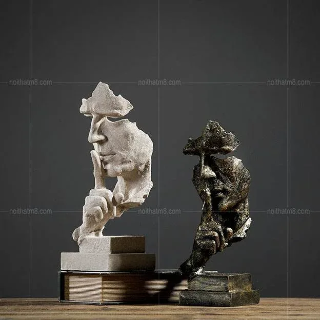 Tượng decor trang trí khuôn mặt im lặng ý nghĩa M8-D071