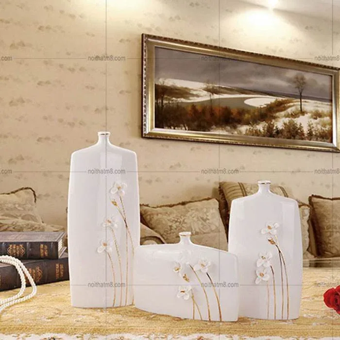 Bình hoa trang trí dáng vuông dẹt độc đáo, cuốn hút M8-D089