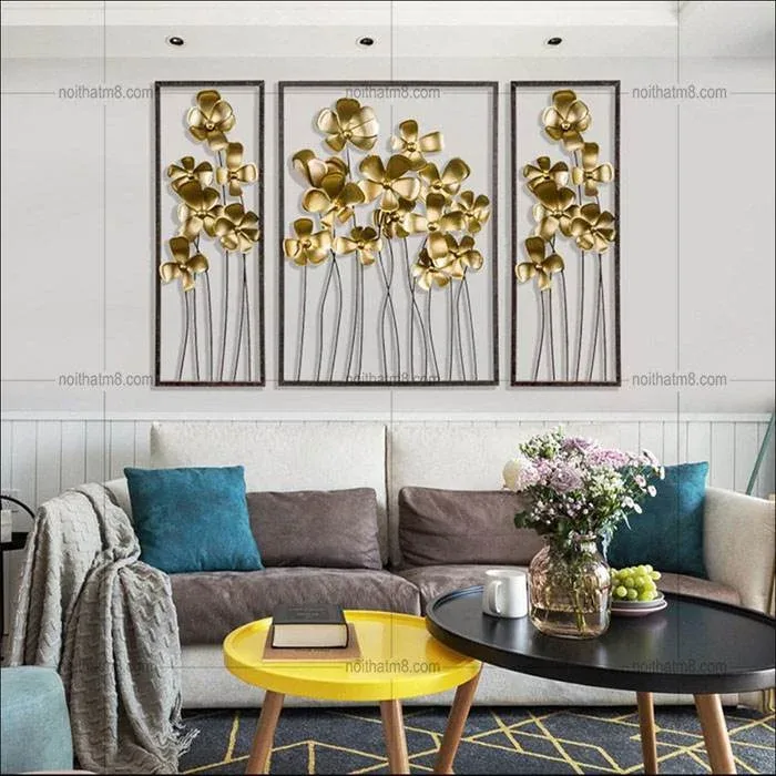 Tranh sắt treo tường hình hoa đẹp, tinh tế M8-D107