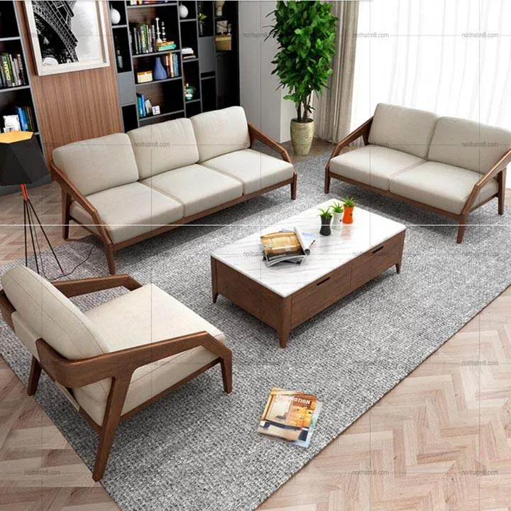 Ghế sofa gỗ sồi kết hợp nệm bọc vải cao cấp M8-3554