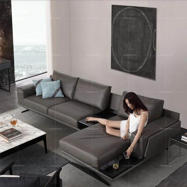 Ghế sofa da cao cấp dáng chữ L sang trọng M8-3556