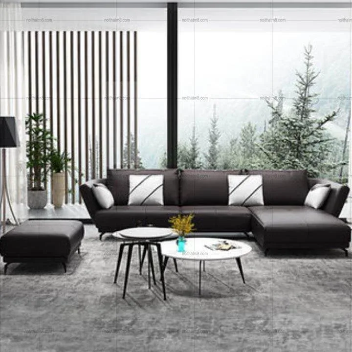 Sofa da cao cấp dáng chữ L hiện đại, sang trọng M8-3560