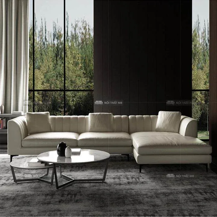 Ghế sofa da đẹp kiểu dáng đơn giản, hiện đại M8-3562