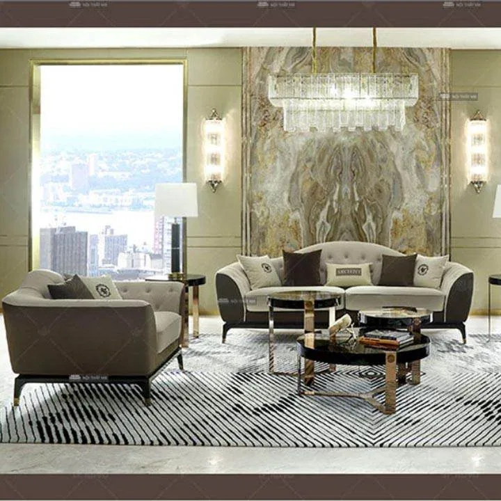 Ghế sofa da phong cách tân cổ điển đẹp mê ly M8-3570