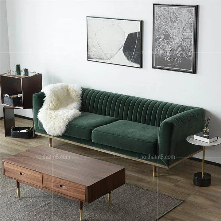 Mẫu ghế sofa đẹp bọc vải nhung mềm mại và êm ái M8-3586