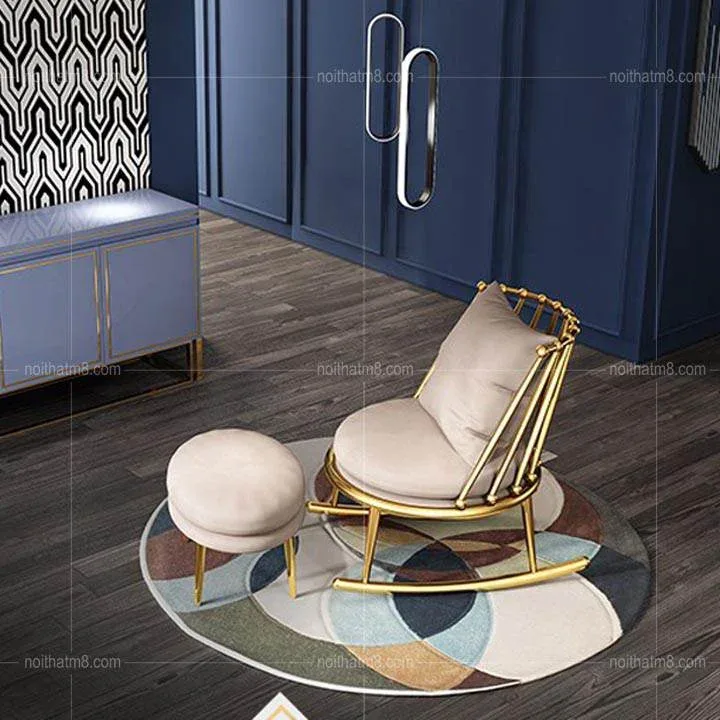 Mẫu ghế thư giãn bập bênh khung mạ vàng nhập khẩu cao cấp M8-3854
