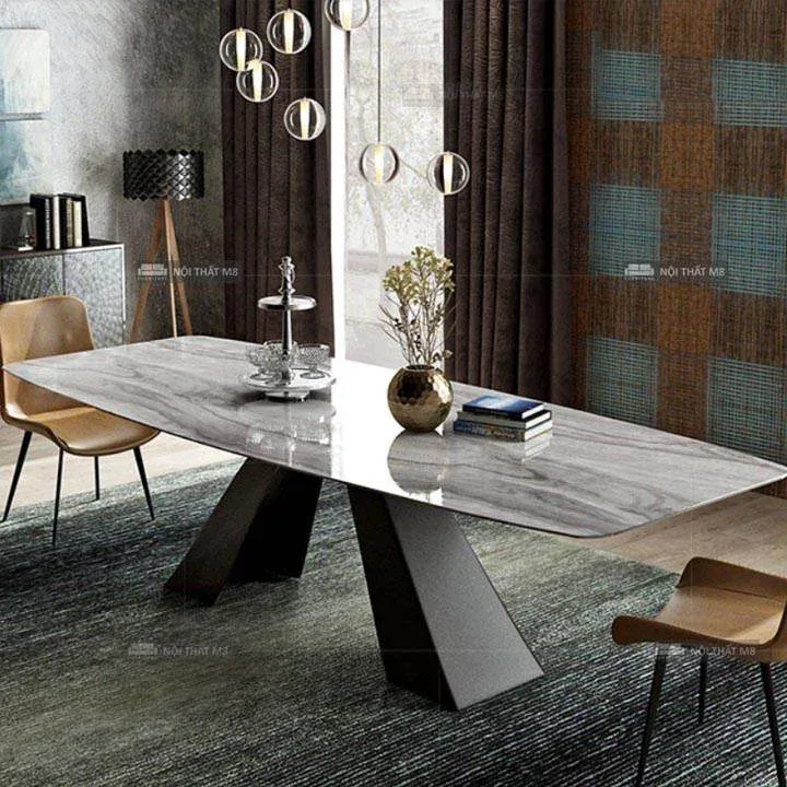 Mẫu bàn ăn đẹp chân sắt cách điệu sang trọng M8-4061