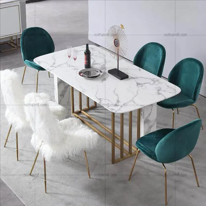 Bàn ăn hiện đại khung mạ vàng cao cấp M8-4099