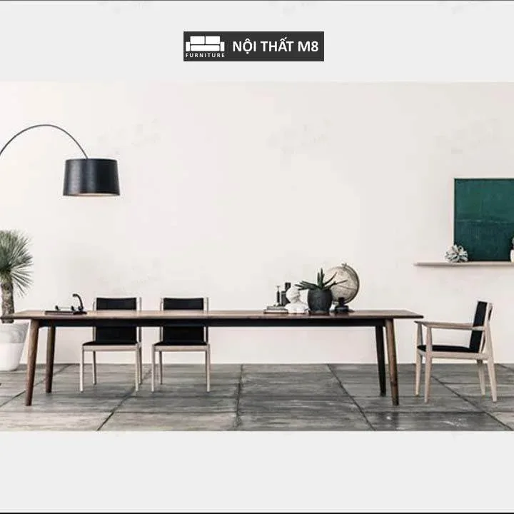 Bàn ăn gỗ sồi tự nhiên thiết kế đơn giản, thanh thoát M8-4115