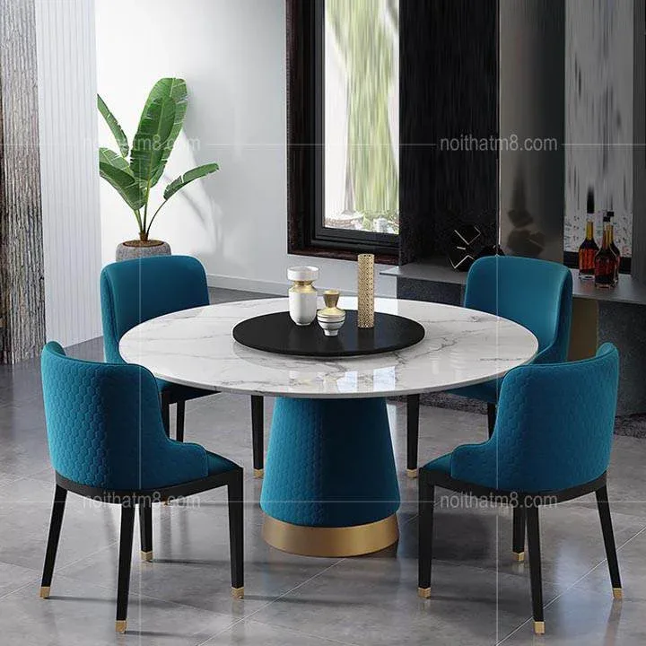 Bàn ăn mặt đá nhập khẩu cao cấp với dáng tròn sang chảnh M8-4139
